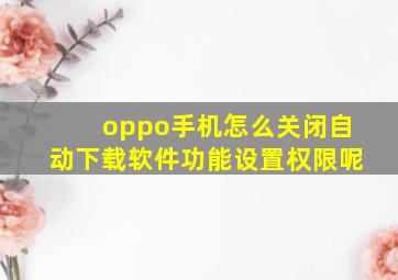 oppo手机怎么关闭自动下载软件功能设置权限呢