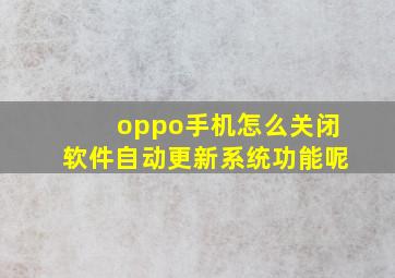 oppo手机怎么关闭软件自动更新系统功能呢