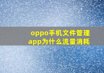 oppo手机文件管理app为什么流量消耗