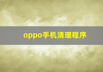 oppo手机清理程序