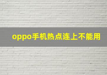 oppo手机热点连上不能用