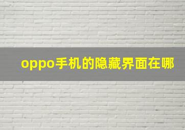 oppo手机的隐藏界面在哪