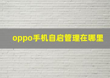 oppo手机自启管理在哪里