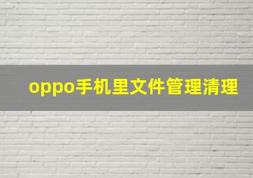 oppo手机里文件管理清理