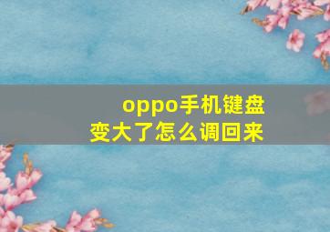 oppo手机键盘变大了怎么调回来