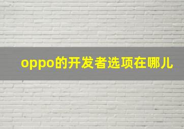 oppo的开发者选项在哪儿