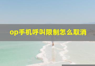 op手机呼叫限制怎么取消