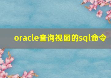 oracle查询视图的sql命令