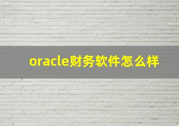 oracle财务软件怎么样