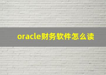 oracle财务软件怎么读