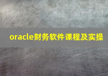 oracle财务软件课程及实操