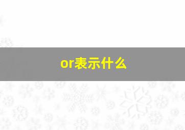 or表示什么