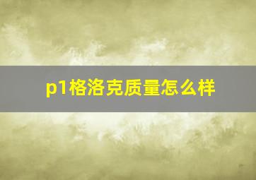 p1格洛克质量怎么样