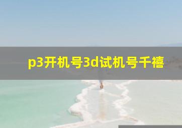 p3开机号3d试机号千禧