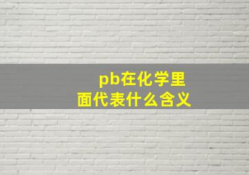 pb在化学里面代表什么含义