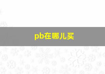 pb在哪儿买