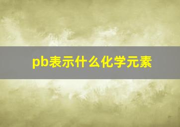 pb表示什么化学元素