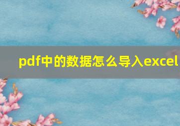 pdf中的数据怎么导入excel