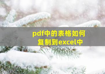 pdf中的表格如何复制到excel中