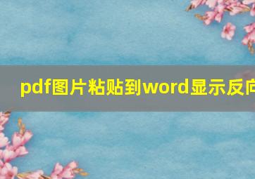 pdf图片粘贴到word显示反向