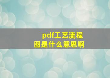 pdf工艺流程图是什么意思啊