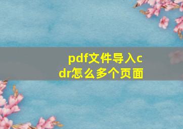 pdf文件导入cdr怎么多个页面