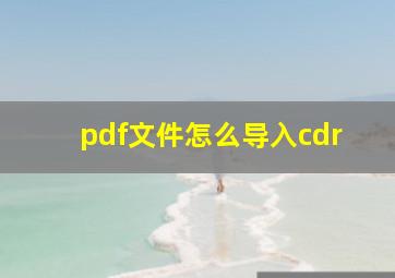 pdf文件怎么导入cdr