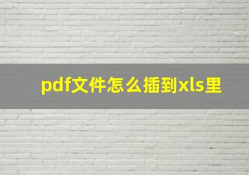 pdf文件怎么插到xls里