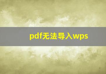 pdf无法导入wps