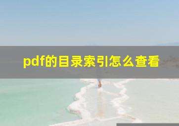 pdf的目录索引怎么查看