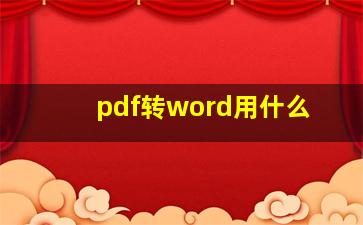 pdf转word用什么