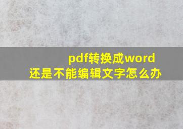 pdf转换成word还是不能编辑文字怎么办