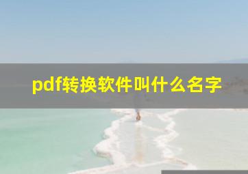 pdf转换软件叫什么名字