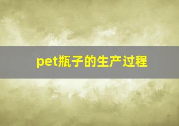 pet瓶子的生产过程