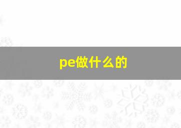 pe做什么的