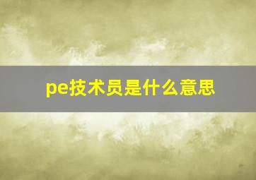 pe技术员是什么意思