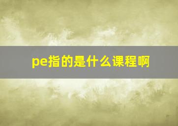 pe指的是什么课程啊