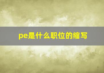 pe是什么职位的缩写