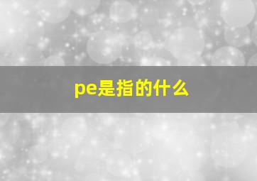 pe是指的什么