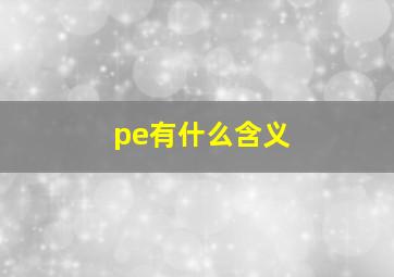 pe有什么含义