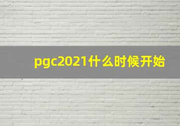 pgc2021什么时候开始