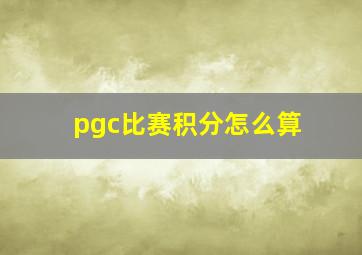 pgc比赛积分怎么算