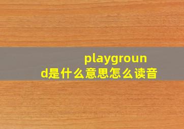 playground是什么意思怎么读音