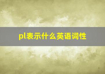 pl表示什么英语词性