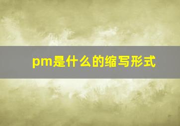 pm是什么的缩写形式