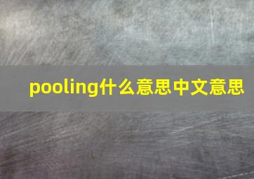 pooling什么意思中文意思