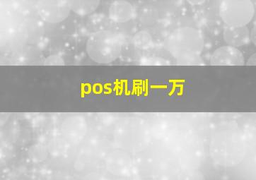 pos机刷一万