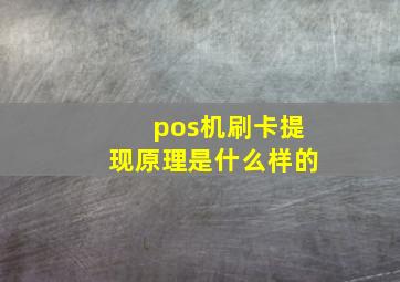 pos机刷卡提现原理是什么样的