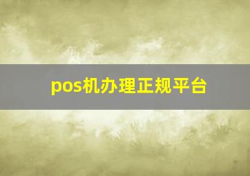 pos机办理正规平台