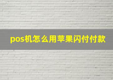 pos机怎么用苹果闪付付款